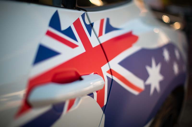 Australian flag on Mustang